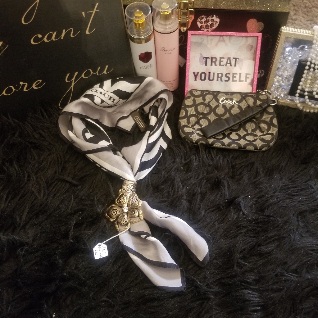 Coach Scarf, Wristlet, And Scarf Slide